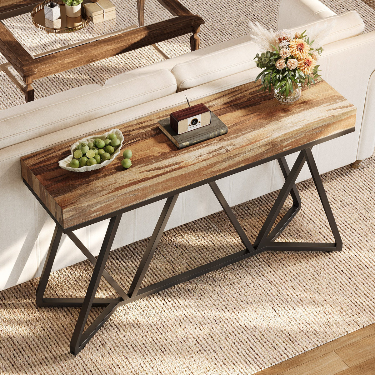 Farmhouse Console Table, 55" Sofa Table Wood Entryway Table