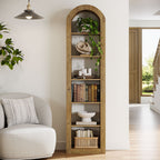 74.8-Inch Tall Arched Bookshelf, 6-Tier Narrow Open Bookcase for Small Spaces