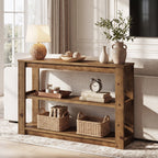 41.3 Inch Solid Wood Console Table with 3-Tier Storage, Farmhouse Hallway Table