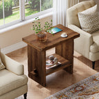 23.62 Inch Solid Wood Side Table with 2-Tier Storage, Farmhouse End Table for Bedroom