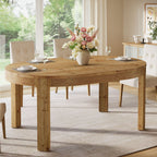 55-Inch Farmhouse Oval Dining Table, Solid Wood Kitchen Table for 4 in Small Spaces