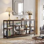 70.9-Inch Extra Long Console Table with 3-Tier Storage Shelves, Industrial Narrow Sofa Table for Entryway