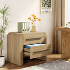 27.55 Inch 2-Drawer Nightstand with Curved Edges, Modern Bedside Table for Bedroom