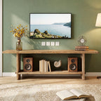 71 Inch Solid Wood TV Stand with 2-Tier Storage, Media Console for 55 to 85 Inch TVs