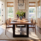 63 Inch Solid Wood Dining Table for 6, Farmhouse Kitchen Table with U-Shaped Legs
