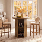 31.5-Inch Round Bar Table, Wood Pub Table with 2-Tier Hidden Storage for Home Bar