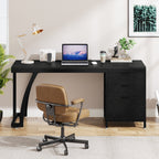 59 Inch Computer Desk with Reversible 3-Drawer Storage, Industrial Desk for Home Office