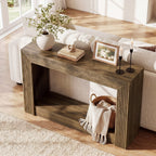 41-Inch Farmhouse Console Table, Narrow Sofa Table with 2-Tier Storage