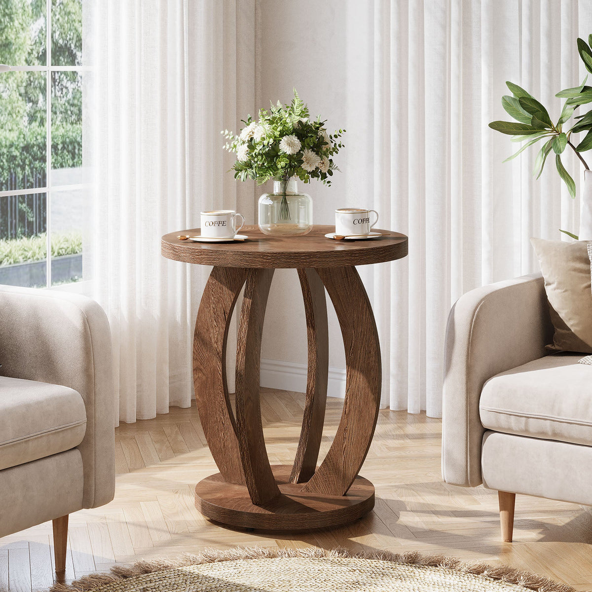 24-inch round farmhouse nightstand