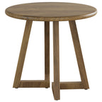 Compact Round Dining Table, 31.5-Inch Kitchen Table for Small Spaces in Warm Brown Finish