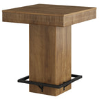 31.5-Inch Square Bar Table with Metal Footrest, Industrial Pub Table for Small Kitchens