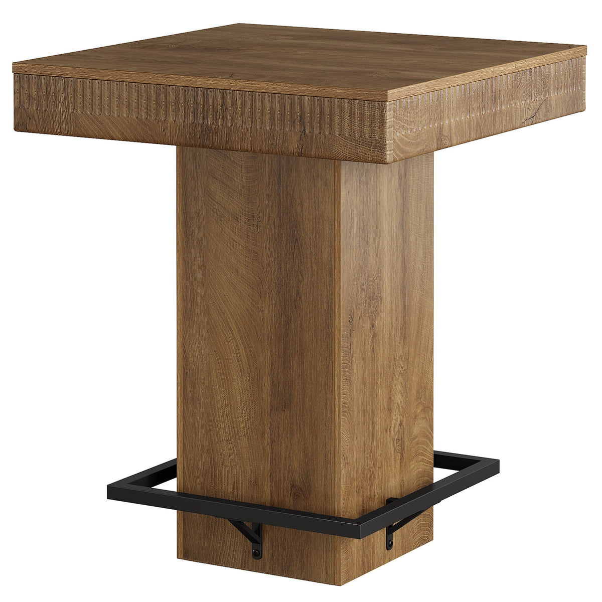 31.5-Inch Square Bar Table with Metal Footrest, Industrial Pub Table for Small Kitchens