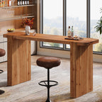 63-Inch Solid Wood Bar Table, Counter Height Pub Table for Kitchen and Dining Room