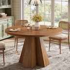 47-Inch Round Dining Table, Sturdy Base with Thickened Top for Kitchen and Dining Room