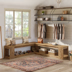 61-Inch L-Shaped Shoe Bench with Storage, Farmhouse Corner Entryway Bench for Dining Room Living Room and Cloakroom