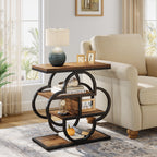 4-Tier Narrow Side Table with Curved Metal Frame and Storage Shelves