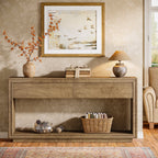63-Inch Console Table with 2 Drawers, Farmhouse Entryway Table with Storage for Hallway