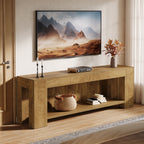 63-Inch TV Stand for 55 to 75-Inch TVs with Open Storage Shelves, Rustic Media Console Table for Living Room
