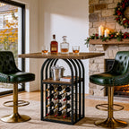 35.43-Inch Square Bistro Pub Table with Wine Rack, Home Bar Table for Kitchen and Living Room