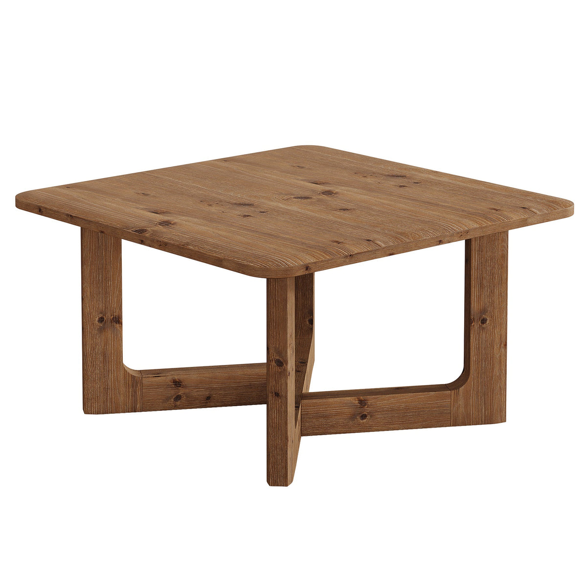 31.5 Inch Square Solid Wood Coffee Table, Farmhouse Living Room Table with Sturdy Base