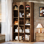 70.87-Inch 5-Tier Arched Bookcase, Mid Century Modern Tall Bookshelf with Open Shelves for Home Office