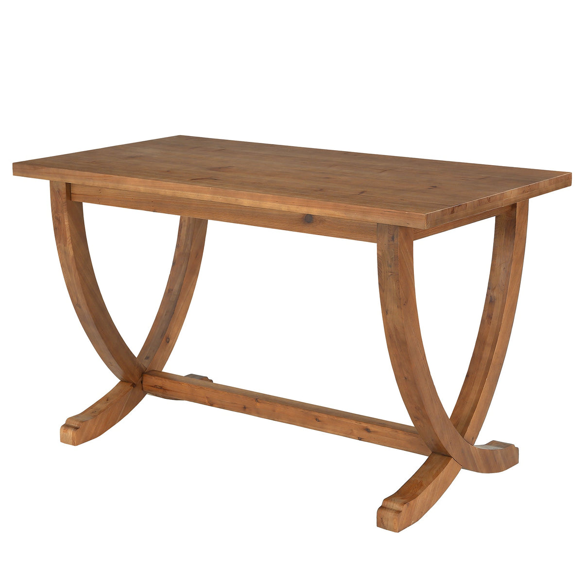 59 Inch Solid Wood Counter Height Dining Table with Footrest, Farmhouse Bar Table for 4-6