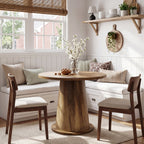 31.5-Inch Small Round Dining Table with Pedestal Base, Mid-Century Kitchen Table for 2 to 4 People