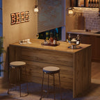 59 Inch Home Bar Table with 2-Tier Shelves, Farmhouse Pub Table for Kitchen and Bistro