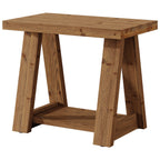 23.62 Inch Solid Wood End Table with 2-Tier Storage Shelves, Farmhouse Side Table for Living Room