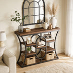 41.3" Sofa Table, Industrial Console Table with Shelves