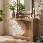 39.4-Inch C-Shaped Solid Wood Console Table, Narrow Modern Entryway Accent Table