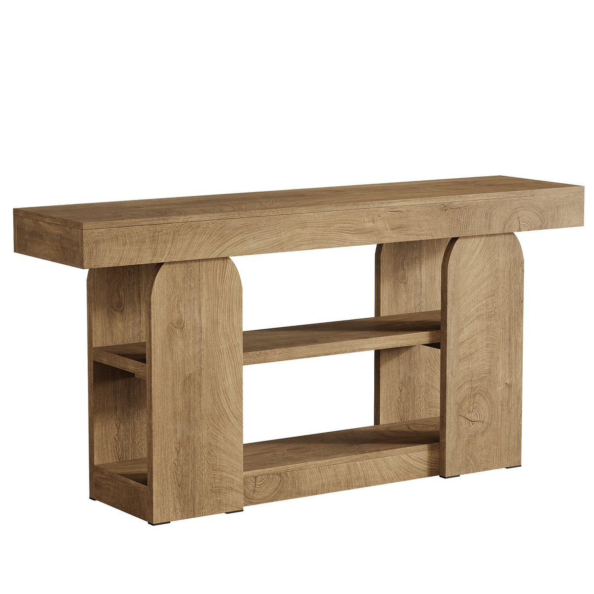 63-Inch Farmhouse Console Table with 3-Tier Storage Shelves, Long Narrow Entryway Table for Living Room and Hallway