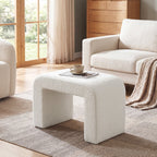 23.62-Inch Modern Vanity Stool with Faux Cashmere Upholstery, Arched Ottoman Footstool