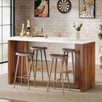 55.12-Inch Bar Table with Faux Marble Top, Counter Height Pub Table for Kitchen