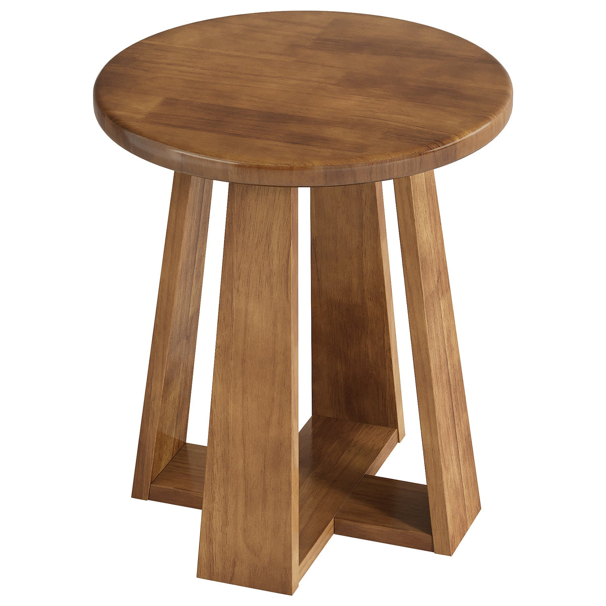 19.69 Inch Solid Wood Round End Table with Geometric Legs, Side Table for Living Room
