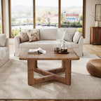 31.5 Inch Square Solid Wood Coffee Table, Farmhouse Living Room Table with Sturdy Base