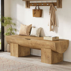 55.1-Inch Farmhouse Storage Bench with Flip-Top Storage and 2 Safety Hinges