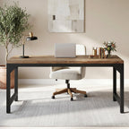 63-Inch Solid Wood Office Desk with Metal Frame and 800 lb Capacity, Heavy-Duty Computer Desk for Home Office