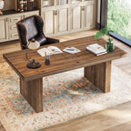 63-Inch Solid Wood Executive Desk with Spacious Tabletop and Sturdy Wooden Legs, Farmhouse Computer Desk for Home Office Study and Workstation