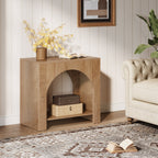 27.6 Inch Farmhouse Side Table with Storage, Large Wooden End Table with Cabinet Shelf for Living Room