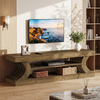 63-Inch Farmhouse TV Stand with 3-Tier Storage, Curved Media Console for Living Room