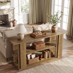 63-Inch Farmhouse Console Table with 3-Tier Storage Shelves and Wide Panel Supports, Narrow Sofa Table for Living Room Hallway and Foyer