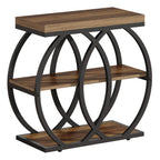 23.62-Inch 3-Tier Narrow End Table with Open Storage Shelves, Industrial Side Table for Living Room
