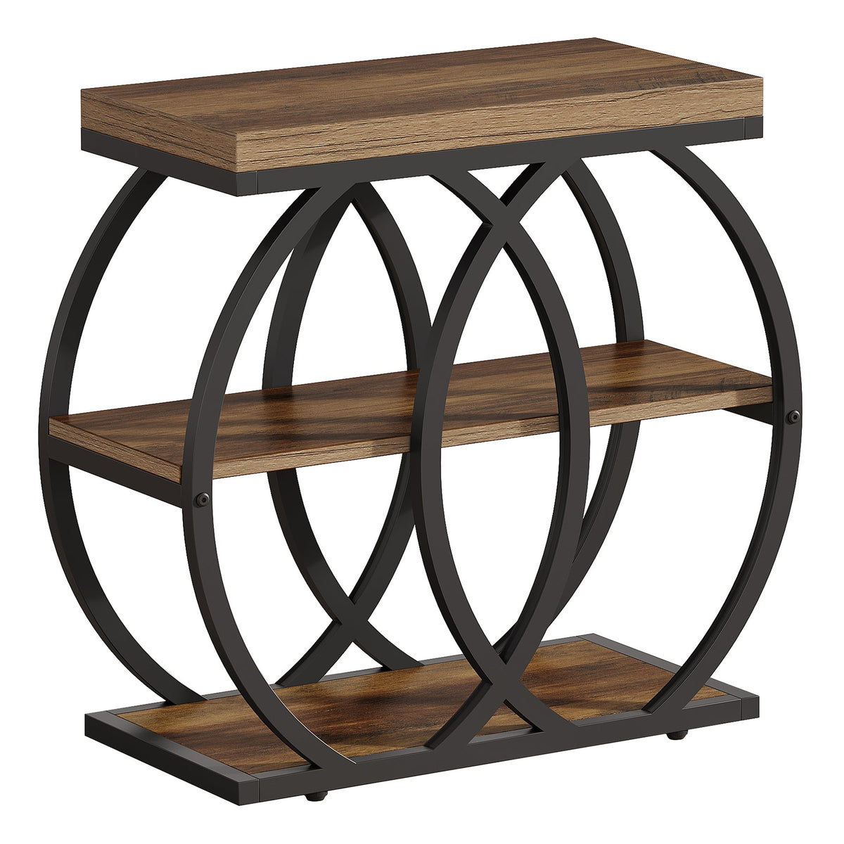 23.62-Inch 3-Tier Narrow End Table with Open Storage Shelves, Industrial Side Table for Living Room