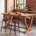 59 Inch Solid Wood Counter Height Dining Table with Footrest, Farmhouse Bar Table for 4-6