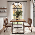 63-Inch Solid Wood Dining Table with Live-Edge Inspired Top and Metal U-Frame, Industrial Kitchen Table for 4-6 People
