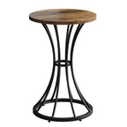 37.4" Round Bar Table for Two, Cocktail Table with Curved Metal Base in Black