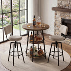 35.4-Inch Round Bar Table, Counter Height Pub Table with Storage Shelves for Kitchen and Small Spaces