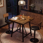 31.5-Inch Square Bar Table with Solid Wood Top and Metal Footrest, Industrial Pub Table for Home Bar Kitchen and Cafe