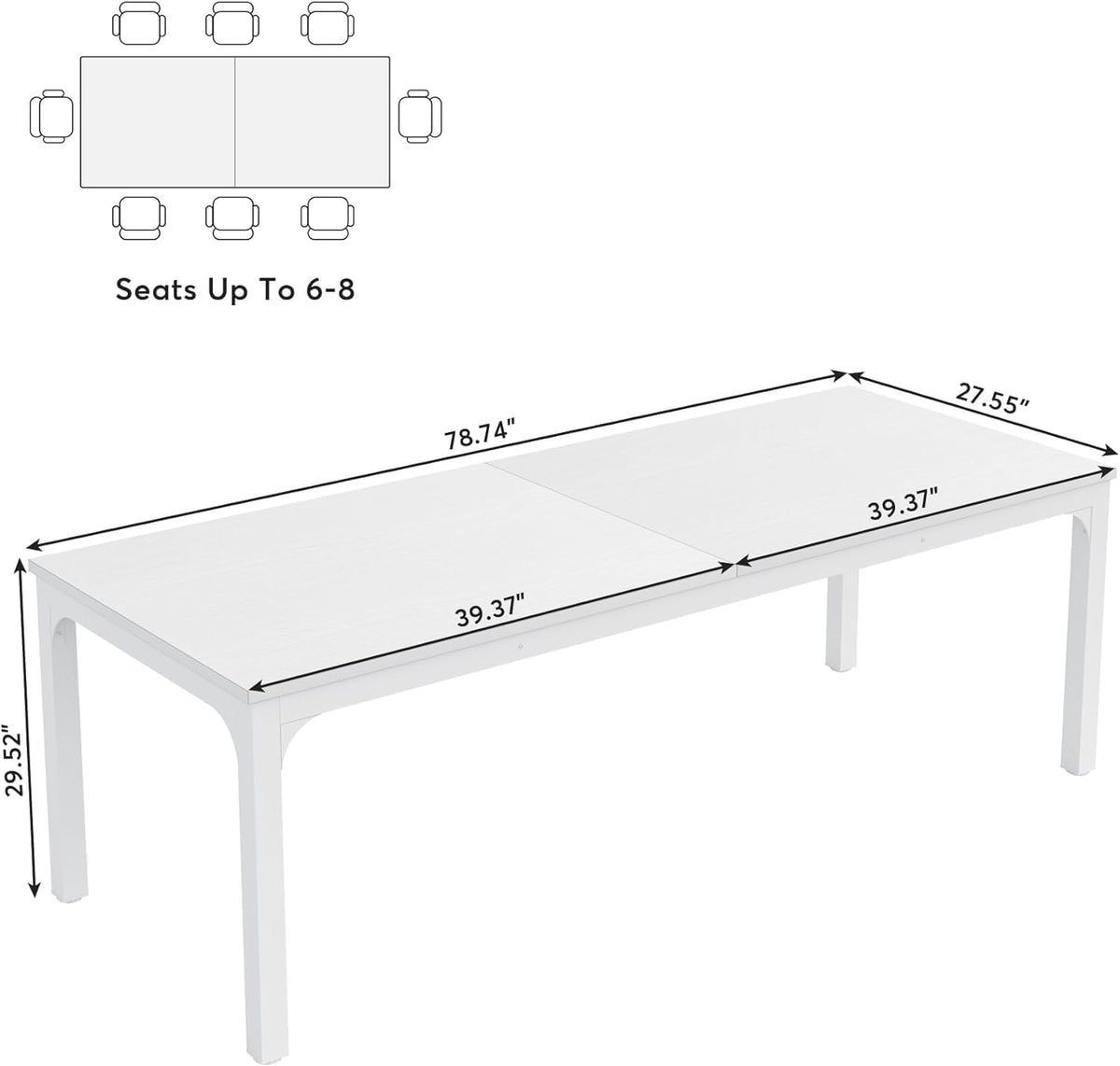Rectangle Executive Desk, 78.7" Computer Desk 6FT Conference Table